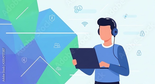Business professional using digital tablet with charts.