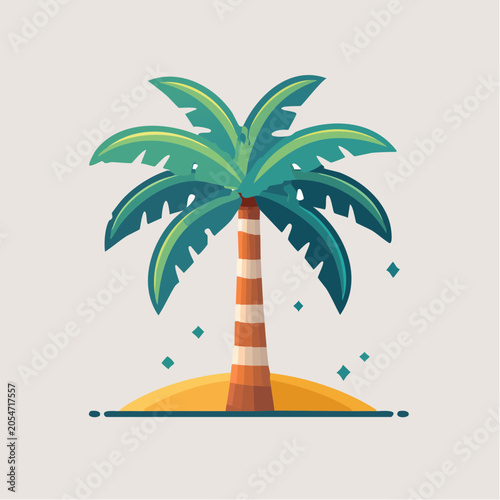 Stylized Palm Tree on a Small Island