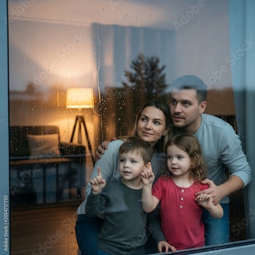Family enjoying a cozy evening by the fireplace.