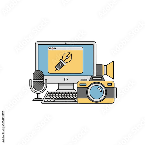 Computer with video recording equipment.