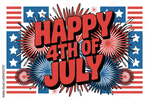 Happy 4th of july celebration with fireworks