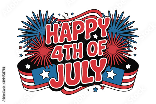Happy 4th of july celebration with fireworks