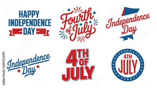 Independence day greeting labels and badges for 4th of july celebrations