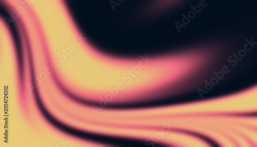 Abstract Soft Blurred Flowing Gradient Curves in Yellow Gold and Pink Rose on Dark Background, Dreamy Grain Digital Art Wallpaper