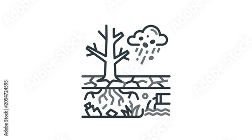 Tableau sur toile Drought and soil degradation icon showing dry earth.
