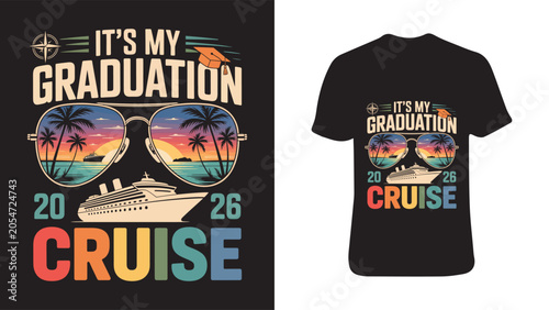 Graduation cruise t shirt design with sunglasses