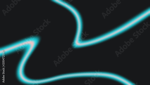Abstract Glowing Cyan Neon Curved Lines and Zigzag on Dark Background, Electric Teal Blue Light Trail Digital Art Wallpaper