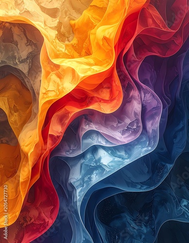 Vibrant, flowing, multicolored abstract smoke or liquid waves