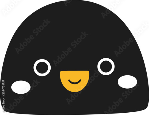 Foto Cute Black Blob Character with Smiling Face and White Cheeks.