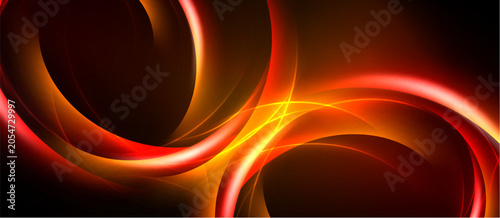 Quadro em tela Abstract design features flowing orange, red curves