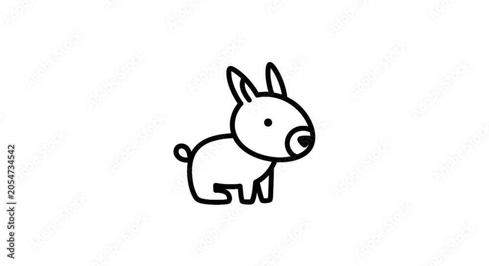 Fototapeta premium Cute Cartoon Donkey Side View.