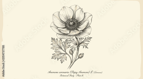 Vintage Illustration of a Flower Bloom.