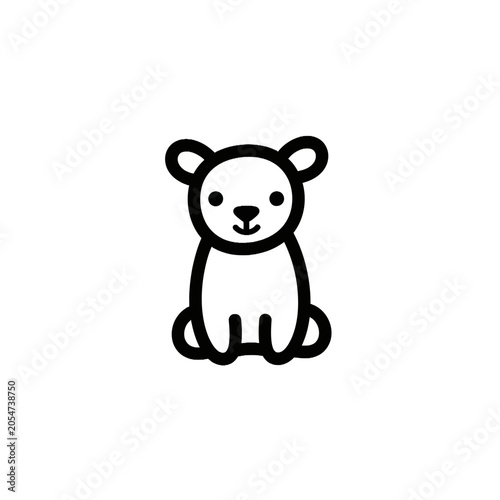 Cute Cartoon Bear Sitting Alone.