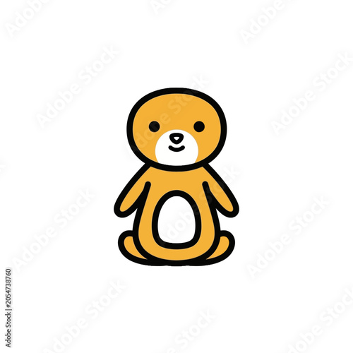 Cute Cartoon Bear Sitting Alone.