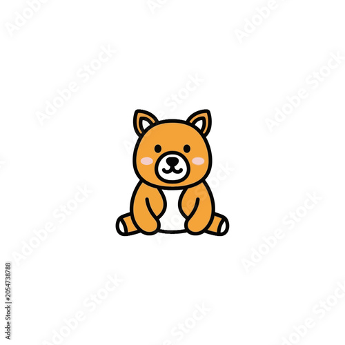 Cute cartoon bear sitting down.