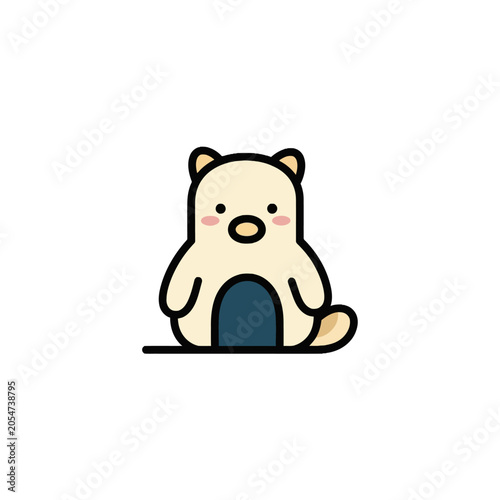 Cute cartoon bear sitting down.