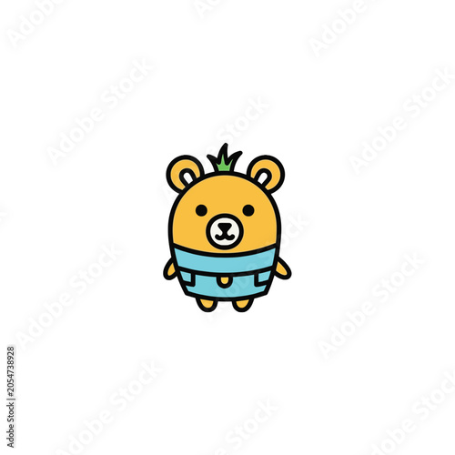 Cute Cartoon Bear Wearing Clothes.