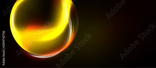 Quadro em tela Bright yellow swirl dominates left side