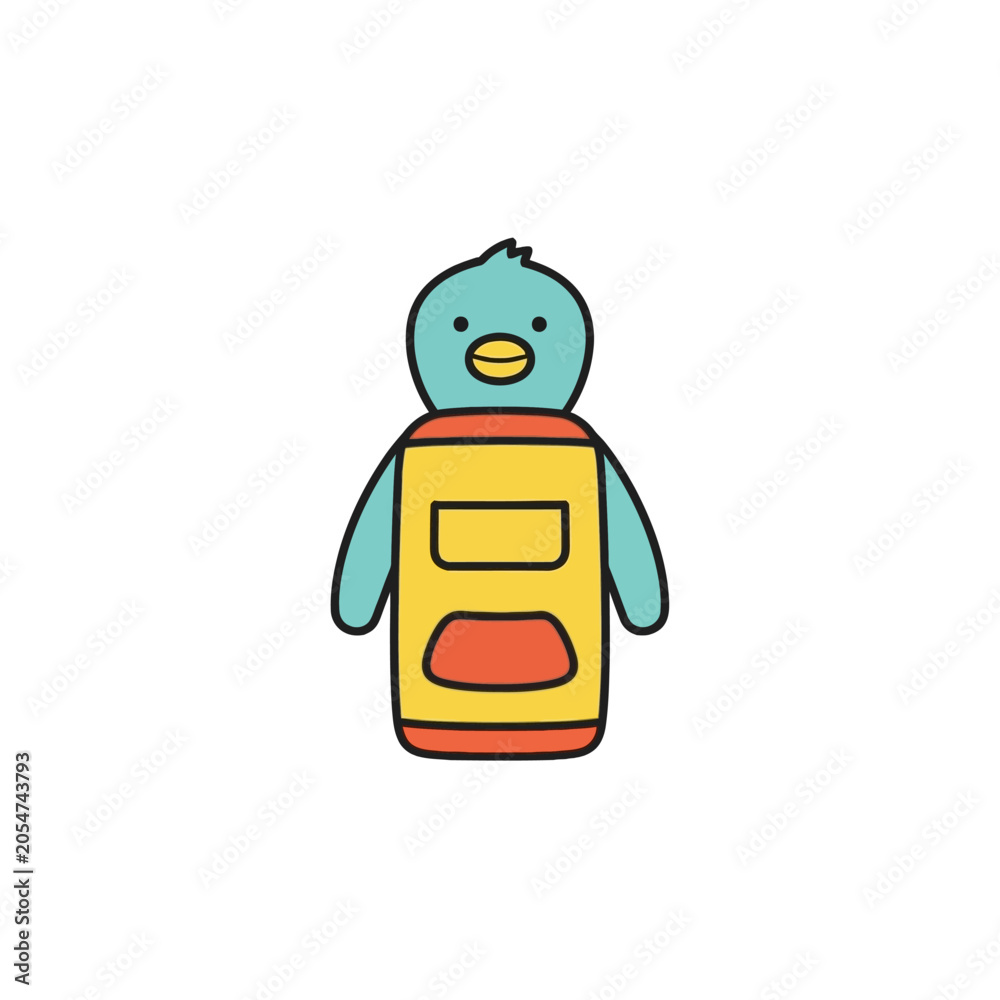 Obraz premium Cute cartoon blue bird toy figure.