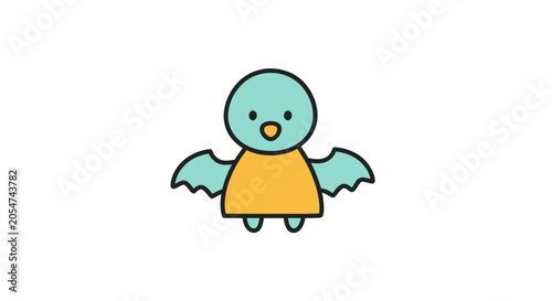 Cute cartoon blue bird standing.