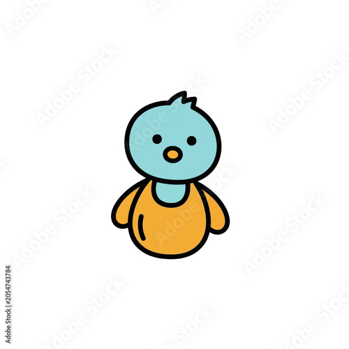 Cute cartoon blue bird character.