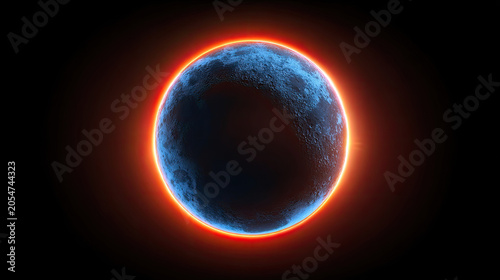 Glowing Planet with Orange Aura A Cosmic Vision of Space.