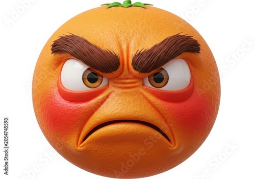 Furious orange emoji with angry eyebrows and red cheeks