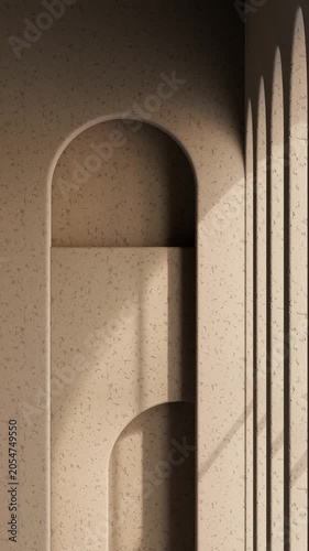 Vertical Looping Background of Dark Stone and Stucco Wall with Moving Geometric Shadow