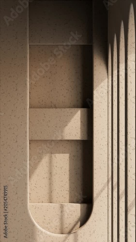 Vertical Looping Background of Dark Stone and Stucco Wall with Moving Geometric Shadow
