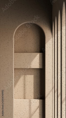 Vertical Looping Background of Dark Stone and Stucco Wall with Moving Geometric Shadow