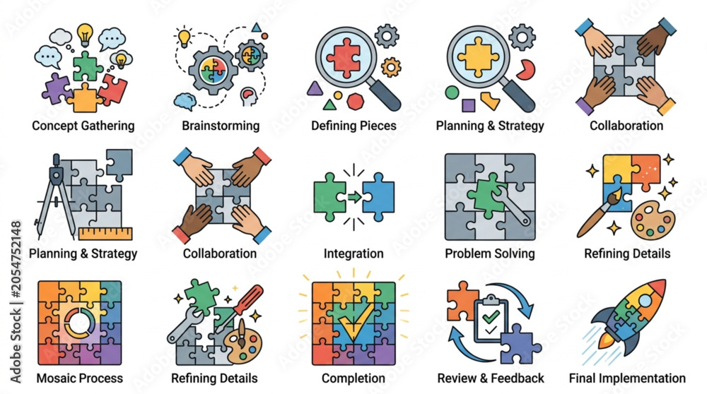 Fototapeta premium Creative Process and Project Management Stages Infographic