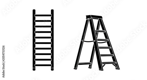 Black and White Ladder Icons Set