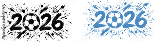 2026 fifa world cup soccer design with splatter effect in two color variations