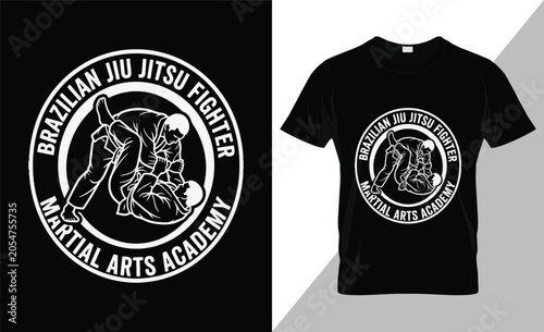 Brazilian jiu jitsu fighter martial arts academy t-shirt
