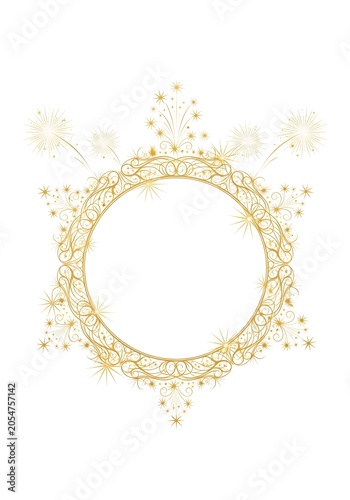 Elegant Gold Ornate Circular Frame with Intricate Floral Design Elements.