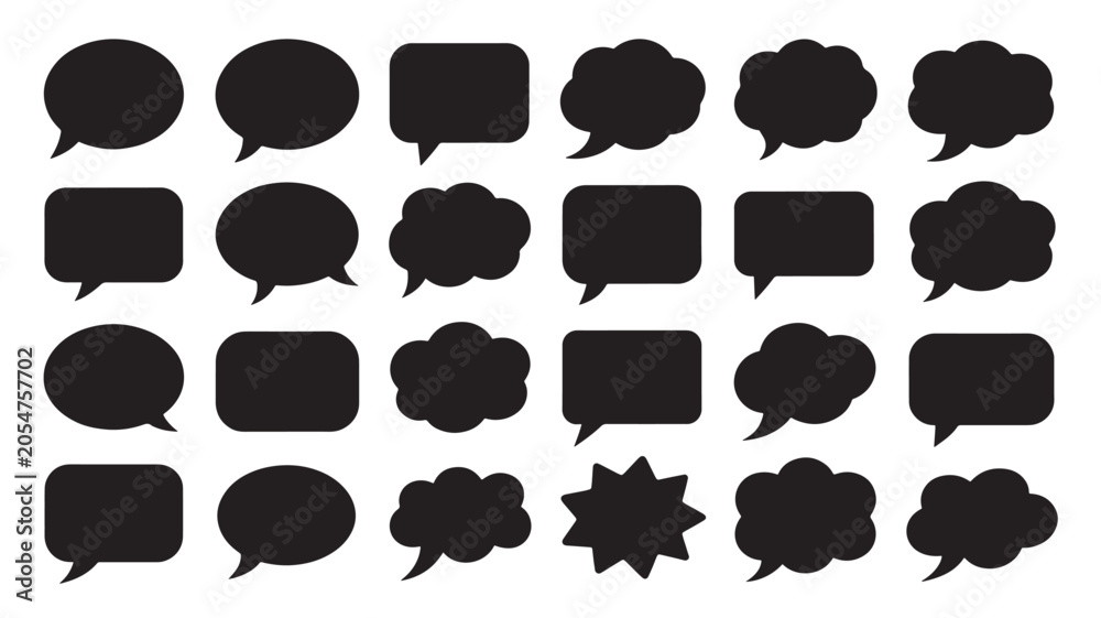 Fototapeta premium Speech and Thought Bubble Icons Vector Set for Dialogue Conversation Messaging and Creative Communication