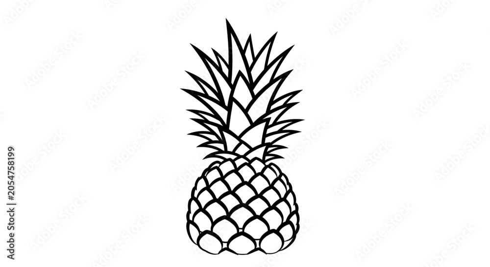 Obraz premium Black and White Line Art Pineapple Illustration
