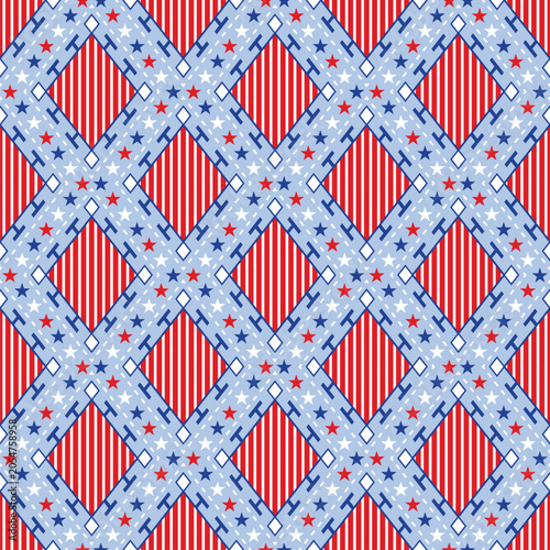 Patriotic USA Argyle Seamless Pattern