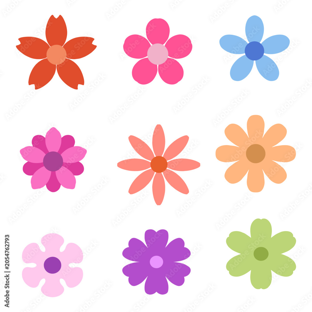Fototapeta premium Colorful flower icon set vector illustration