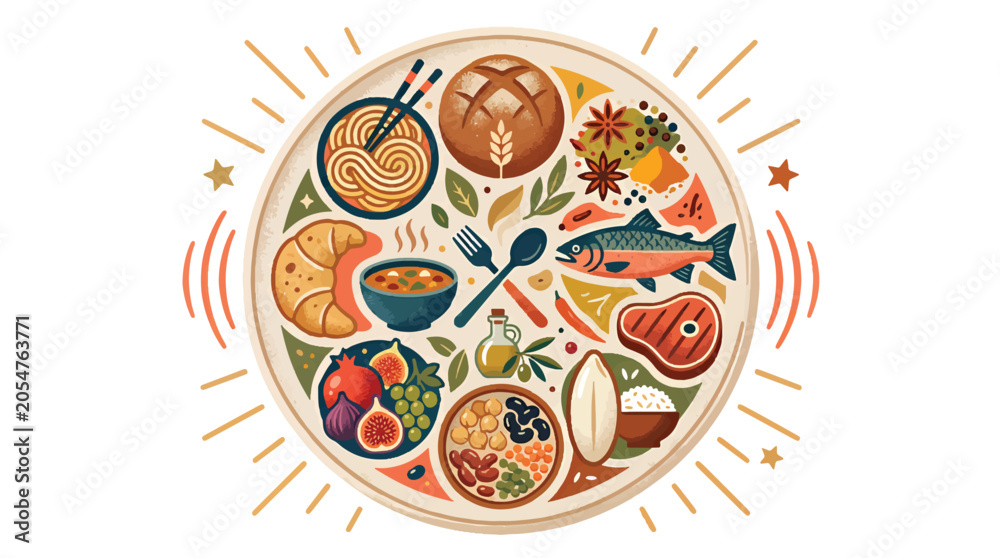 Naklejka premium Variety of Food on Plate