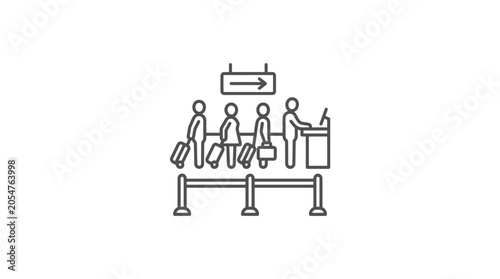 Obraz na płótnie Passenger check-in line at airport or transit station.