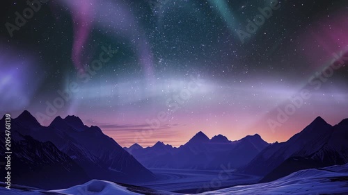 Alaska Glaciers Aurora and Milky Way Galaxy Unveiled Time Lapse Sky Generative AI