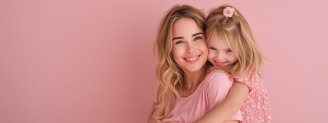 Happy Mother and Daughter Hugging on Mother's Day