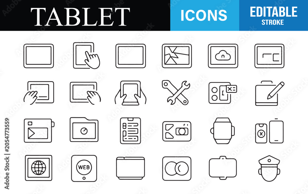 Fototapeta premium Digital Tablet and Touchscreen Technology Symbol Set
