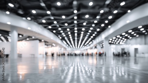 Modern airport terminal interior with bright lighting and spacious open area