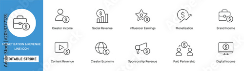 Canvastavla monetization and revenue icon line style creator economy income editable stroke
