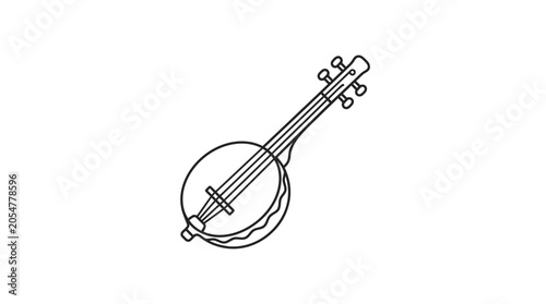 Fotografie Classic banjo musical instrument outline illustration