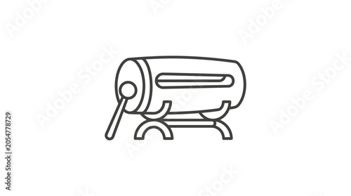 Fotografie Slit drum and mallet percussion outline icon.