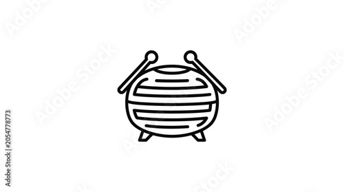 Obraz na plátně Front view slit drum with mallets line art.