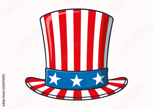 Uncle Sam top hat, flat vector illustration